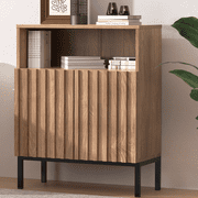 Uboti Sideboard Buffet Cabinet with Fluted Panel Doors and 2 Drawers, Adjustable Shelves for Kitchen, Living Room, Hallway, Entryway (Single)