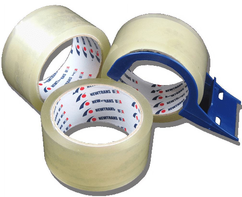 Uboxes Clear Packing Tape 3 Rolls & Light Duty Tape Dispenser
