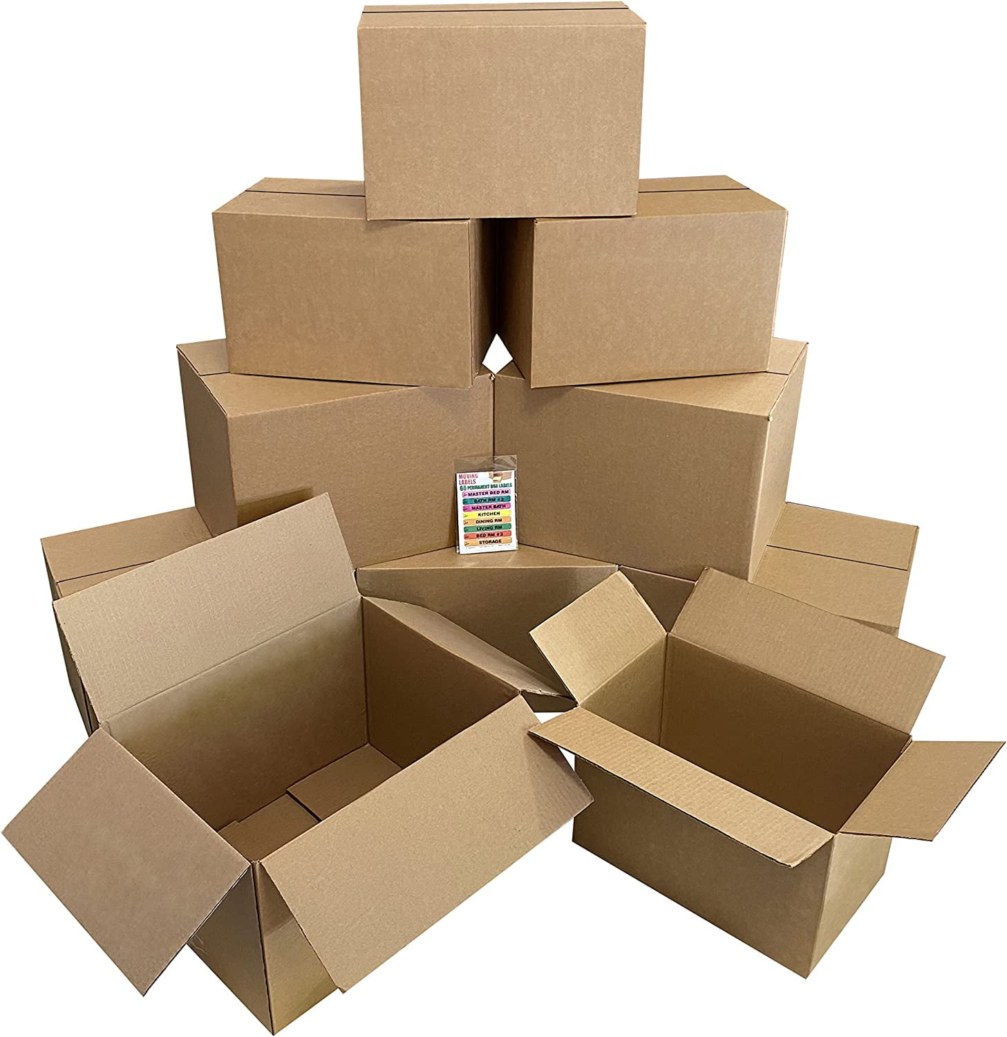Uboxes Moving Box Combo Pack - 4 Smalls, 6 Mediums, & Moving Labels