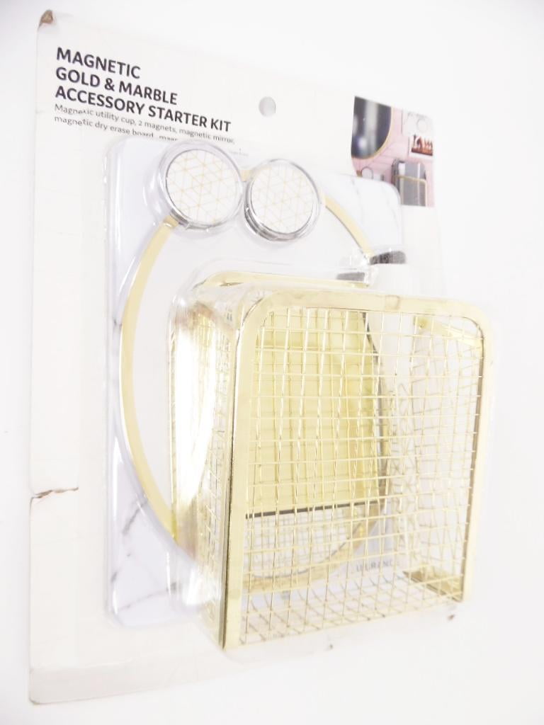Ubrand Locker Accessory Kit with Mirror and Cup, Gold & Marble, 5 Count