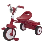 Ubravoo Baby Tricycle,Foldable Toddler Trike with Pedals PU Wheels Cool Lights,1-5 Years Old Girls Boys,Red