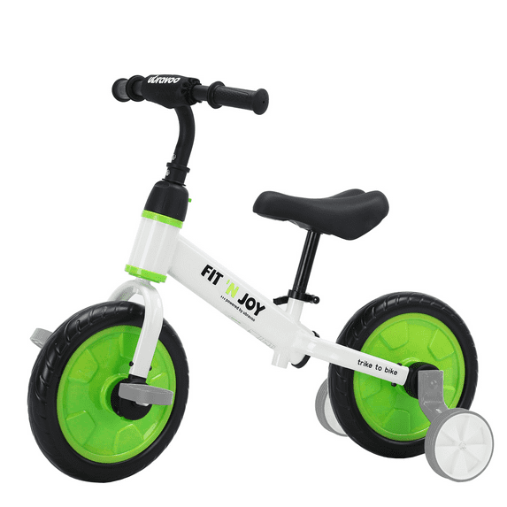 Ubravoo Fit 'n Joy Toddler Balance Bike,4-in-1 Starter Kids Training Bicycle,Unisex,Green