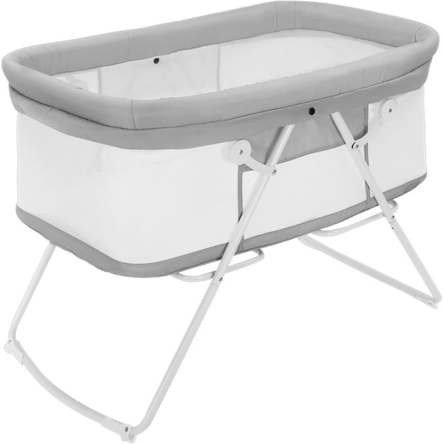 Ubravoo Grey Baby Crib,2 in 1 Cribs and Cradles, Easy Folding Travel