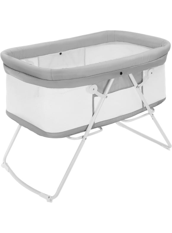 Ubravoo Grey Baby Crib,2 in 1 Cribs and Cradles, Easy Folding Travel Cot with Mattress
