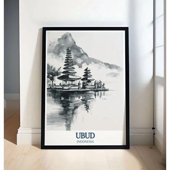 Ubud Travel Poster - Pura Ulun Danu Bratan Lake Bratan Art Home Decor Vintage Art Print Cute Birthday Gift Wall Art