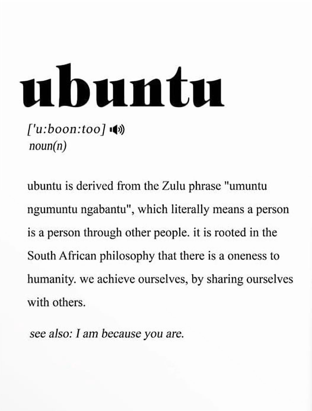 Ubuntu Definition Poster - South Wall Art - Ubuntu Poster - Self Love ...