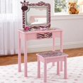 thumbnail image 1 of Ucades Kids Vanity Set with Lights, Zebra Kids Make Up Vanity Desk with Mirror for Little Girls, 2 in 1 Princess Girls Makeup Vanity Toddler Vanity Table and Chairs Set with Drawer, Macaron Pink, 1 of 10