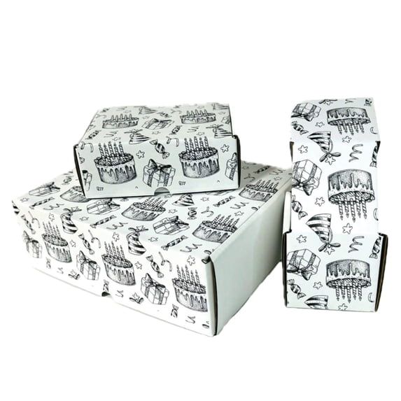 Ucanpack Birthday Gift Box Mailer Boxes 10 x 10 x 3" - Cake & Gift Printed Small Christmas Boxes - Holiday Shipping Box Made In USA Holiday Gift Box Gift Shipping Boxes