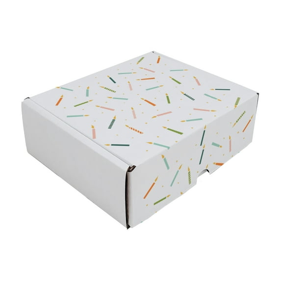 Ucanpack Made In USA 3mm Thick Birthday Mailer Box 5x3x2", Candle Printed Cardboard Gift Boxes 50, Made In USA- White Decorative Shipping Carton Bulk, Cute Boxes For Small Business