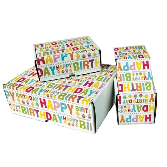 Ucanpack Birthday Gift Box Mailer Boxes 5 x 5 x 5" - Happy Birthday Printed Christmas Shipping Boxes Large - Holiday Shipping Box Made In USA Holiday Gift Box Gift Shipping Boxes