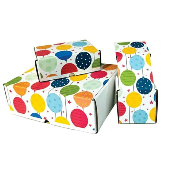 Ucanpack Birthday Gift Box Mailer Boxes 6 x 5 x 2" - Balloons Printed Small Christmas Boxes - Holiday Shipping Box Made In USA Holiday Gift Box Gift Shipping Boxes