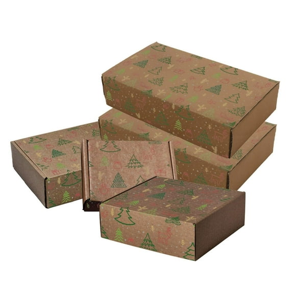 Ucanpack Christmas Box Shipping Box 5 x 5 x 3" - Winter Forest Printed Christmas Boxes - Holiday Shipping Box Made In USA Christmas Small Business Supplies