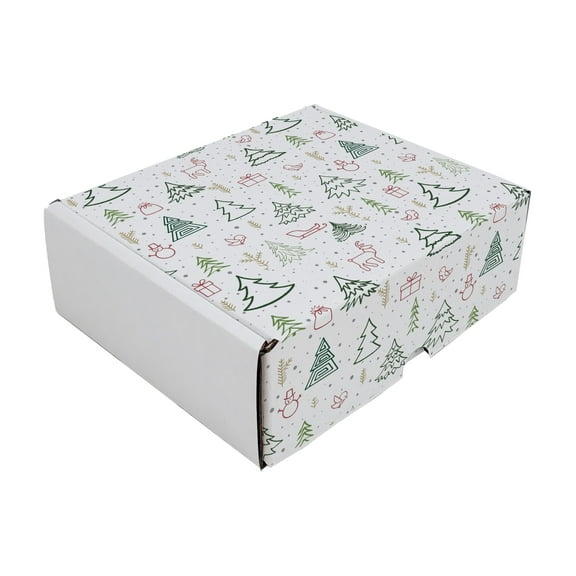 Ucanpack Made In USA 1/8 Thick Christmas Mailer Box 50 Pcs, White X-Mas Forest Theme Cute Boxes For Small Business, Tuck Top Mailer Boxes, 11x8x5" Literature Mailer, Moving Carton
