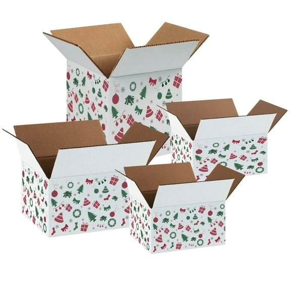 Ucanpack Christmas Boxes 12x8x4 inch - 75 Pack Xmas Trees Printed Christmas Box Bulk - Holiday Shipping Box Made in USA Christmas Packaging Small Business
