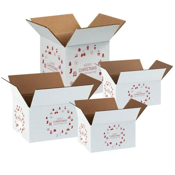 Ucanpack Christmas Boxes 12x9x5 inch - 75 Pack Xmas New Year Printed Christmas Box Bulk - Holiday Shipping Box Made in USA Christmas Packaging Small Business