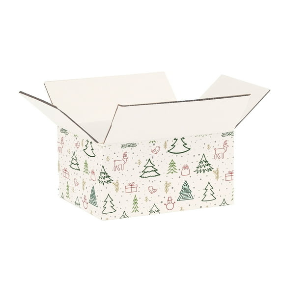 Ucanpack Christmas Boxes Bulk 6x6x4 inch - 100 Pack Winter Forest Printed Christmas Shipping Supplies - Holiday Shipping Box Made in USA Christmas Clothes Boxes