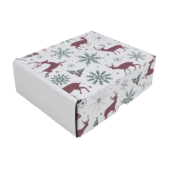 Ucanpack 50 Pcs Christmas Reindeer Printed Mailer Box, Made In USA- 1/8 Thick Corrugated Mailer Box 8x3x3", Cute Boxes For Small Business, WhiteGift Boxes In Bulk, Moving Carton