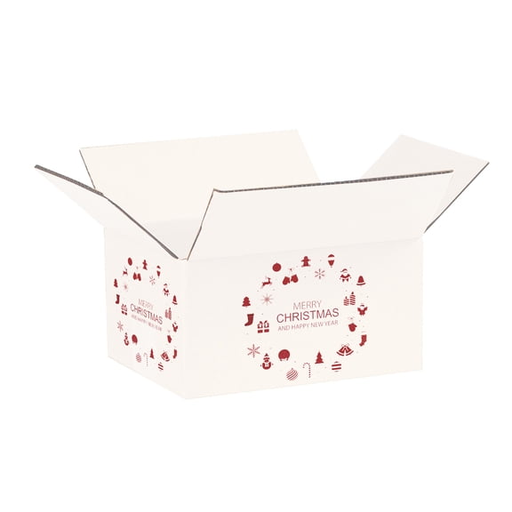 Ucanpack 50 Pcs Christmas Mailer Box 9x4x3", Made In USA- New Year Holiday Mailing Gift Boxes, WhiteDecorative Shipping Boxes, Gift Boxes In Bulk, Tuck Top Boxes