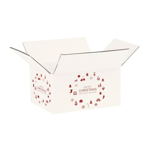 Ucanpack 50 Pcs Christmas Mailer Box 8x6x4", Made In USA- New Year Holiday Mailing Gift Boxes, WhiteDecorative Shipping Boxes, Gift Boxes In Bulk, Tuck Top Boxes