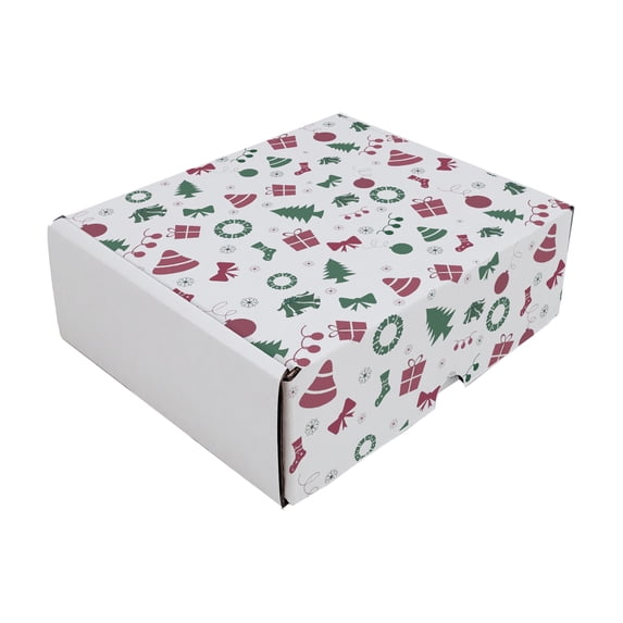 Ucanpack 50 Pcs Christmas Cute Mailer Box, 8x6x2" Corrugated Mailer Box, 3mm Printed Cardboard Gift Boxes White, Made In USA- Literature Mailer, Tuck Top Mailer Boxes For Small Business