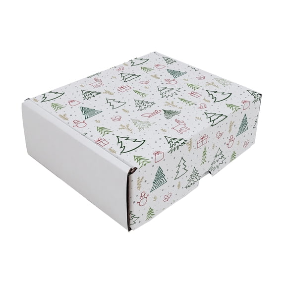 Ucanpack Made In USA 1/8” Thick Christmas Mailer Box 50 Pcs, White X-Mas Forest Theme Cute Boxes For Small Business, Tuck Top Mailer Boxes, 6x6x4" Literature Mailer, Moving Carton