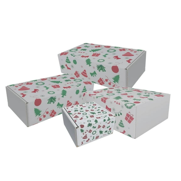 Ucanpack Christmas Packing Boxes 8 x 4 x 4" - Xmas Trees Printed Holiday Packaging - Holiday Shipping Box Made In USA Holiday Gift Box Gift Shipping Boxes