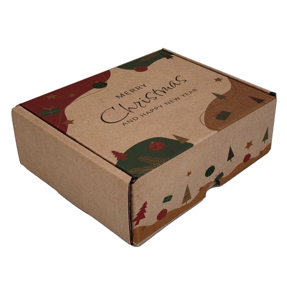 Ucanpack 10x10x2"Christmas Mailer Box 50 Pcs, Made In USA, 3mm X-Mas Printed Cute Boxes For Small Business, Kraft Corrugated Gift Carton, Bulk Fold Top Boxes