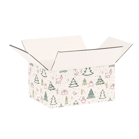 Ucanpack Christmas Shipping Boxes 5x5x5 inch - 100 Pack Winter Forest Printed Christmas Packaging Box - Holiday Shipping Box Made in USA Holiday Shipping Boxes Gift Shipping Boxes