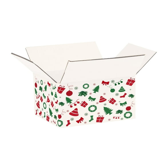 Ucanpack Christmas Shipping Boxes 7x7x5 inch - 100 Pack Xmas Trees Printed Christmas Small Boxes - Holiday Shipping Box Made in USA Holiday Gift Shipping Boxes