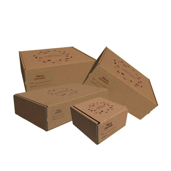 Ucanpack Christmas Shipping Boxes 8 x 4 x 4" - Xmas New Year Printed Holiday Boxes With Lids - Holiday Shipping Box Made In USA Christmas Box Shipping Box Cardboard Shipping Boxes