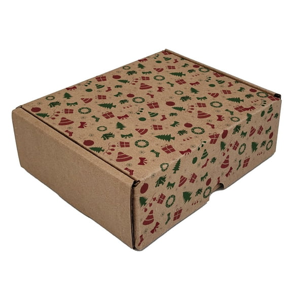 Ucanpack Christmas Shipping Boxes 8 x 4 x 4" - Xmas Trees Printed Holiday Mailing Boxes - Holiday Shipping Box Made In USA Christmas Small Business Supplies