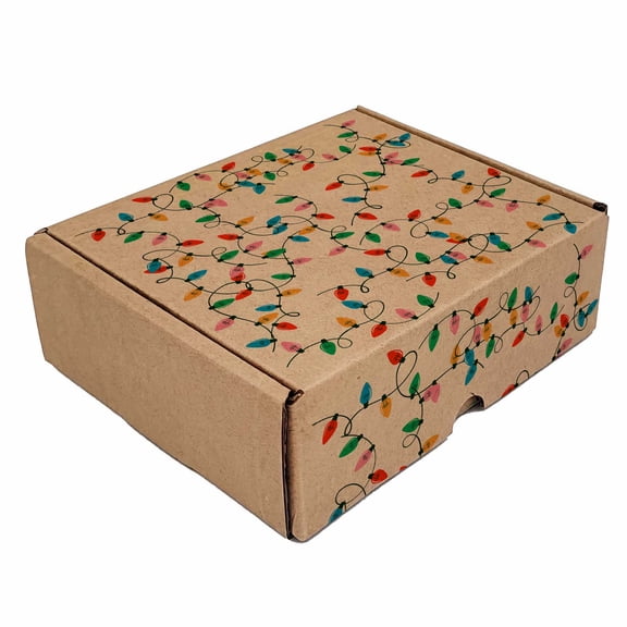Ucanpack Christmas String Lights Print Kraft Corrugated Mailer Boxes , 4x4x3 Inch, Pack of 50 Holiday Shipping & Gift Packaging