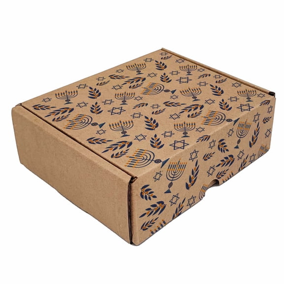 Ucanpack Festival of Lights Pattern, Hanukkah Print Shipping Boxes, 11½x8¾x5 Corrugated Cardboard Mailer Boxes,Kraft Inch, B Flute, Pack of 50, Small Gift, Bakery & E-Commerce Packaging