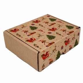 Ucanpack Festive Santa's Workshop Design Corrugated Mailer Boxes, Kraft Cardboard Shipping Boxes,8x6x4 Inch, B Flute Construction, Pack of 50