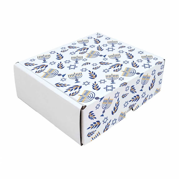 Ucanpack Happy Hanukkah Print Shipping Boxes, 10x7x4 Corrugated Cardboard Mailer Boxes,White, B Flute, Pack of 50, Small Gift, Bakery & E-Commerce Packaging
