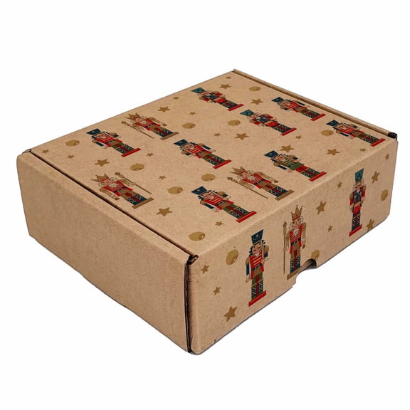 Ucanpack Holiday Nutcracker Soldiers Print Shipping Boxes, Kraft Corrugated Cardboard Mailer Box, B Flute, 7x5½x2¼ Inch, Pack of 50