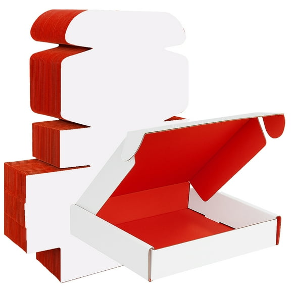 Ucanpack Red Mailer Boxes 7 x 5 x 3" (Kraft Outside) - 50 Pack Corrugated Shipping Boxes, Red Shipping Boxes for Small Business Packaging Boxes Bulk Made in USA Custom Color Boxes