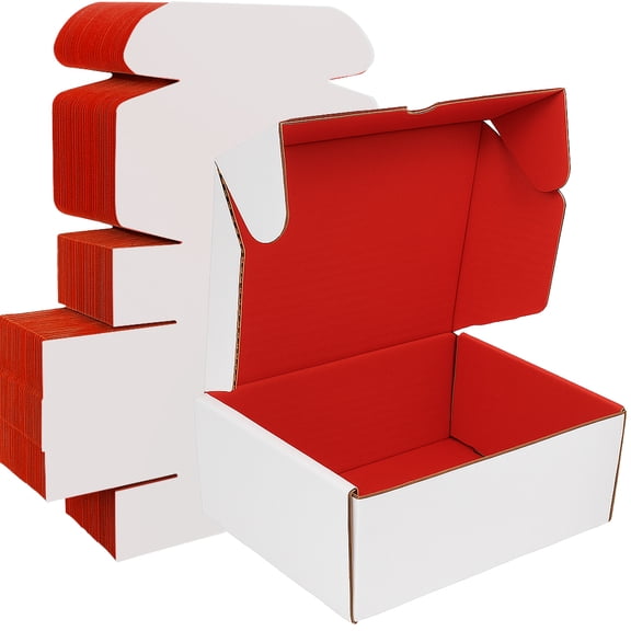 Ucanpack Red Mailer Box 50 Pcs, Made In USA- 3mm Boxes For Small Business, 7x5x4" Storage Case, Mailing Carton For Shipping, Literature Mailer