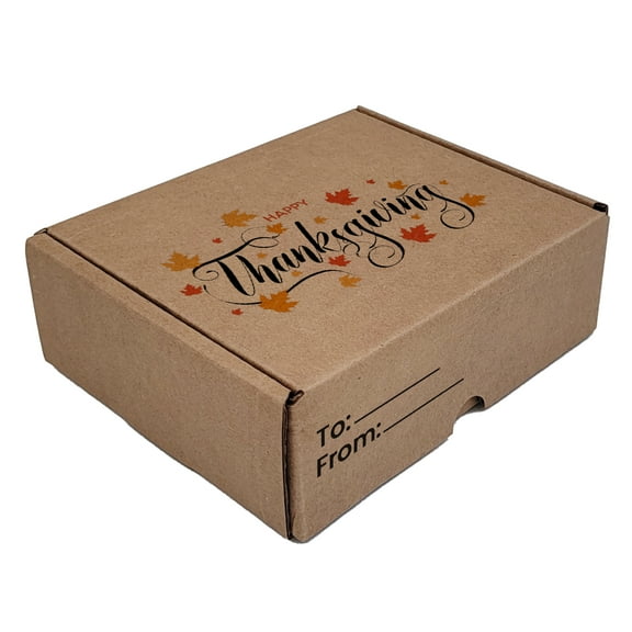 Ucanpack Thanksgiving Packaging Box, Maple & Oak Leaf Printed Pattern Kraft, 11x11x3" - 50 Pcs