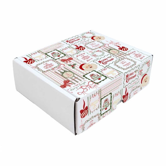 Ucanpack Vintage Holiday Postcards Print Corrugated Mailer Box, 75/8x6x54/9 Inch, White Cardboard Shipping Boxes, B Flute, Pack of 50, Gift Packaging for Small Business & Holiday Orders
