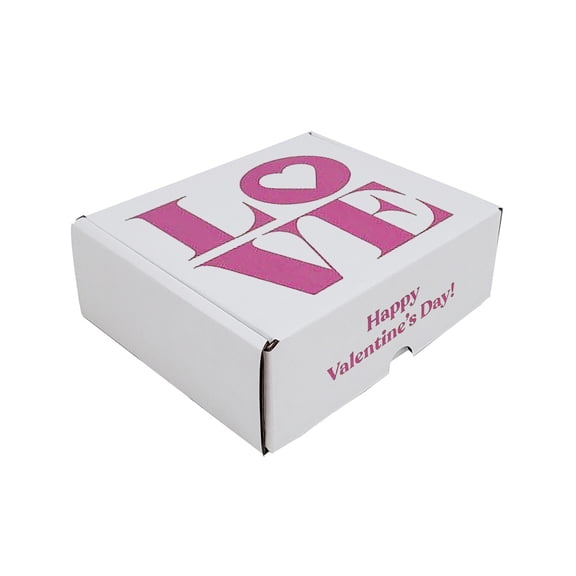 Ucanpack White Printed Valentine Mailer Boxes 14x4x4", Love Typography Design Corrugated Shipping Boxes for Candy, Jewelry & Gifts, Pack of 50