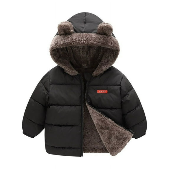 Uccdo 1-6T Toddler Boys Girls Thicken Fleece Hooded Coats Jackets Kids Winter Warm Snow Clothes Outwear