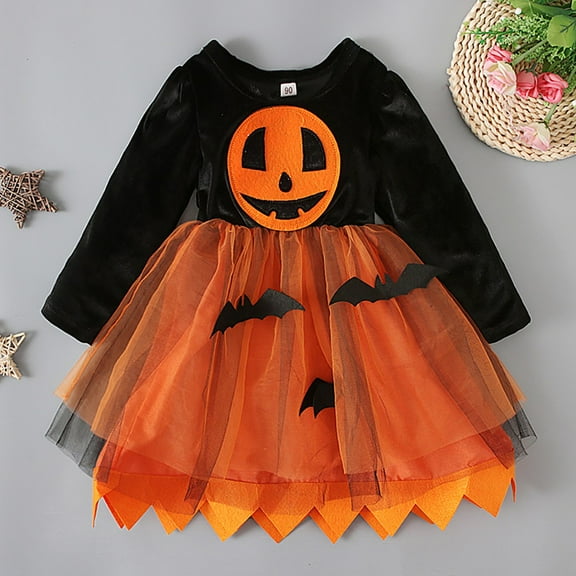 Uccdo 1-6T Toddler Girls Thanksgiving Outfits Long Sleeve Tulle Tutu Dresses