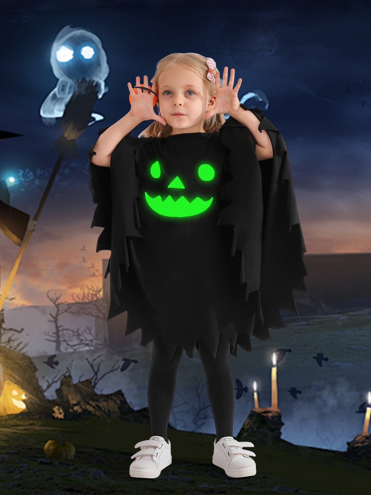 Uccdo 1-6Y Toddler Girls Boys Halloween Black Ghost Costumes Kids Party ...