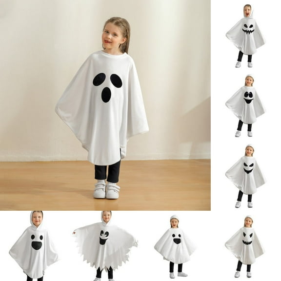 Uccdo 1-6Y Toddler Girls Boys Halloween White Ghost Costumes Kids Party Ghostly Costume Hooded Cloak