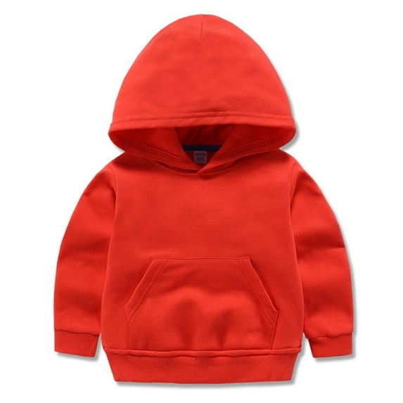Uccdo 1-8T Toddler Boys Girls Cotton Solid Sweatshirt Hoodies, Kids Cute Hooded Tops Pullover Fall Winter Clothes