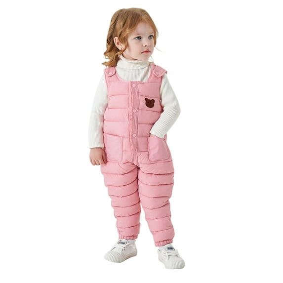 Uccdo 12M-5T Toddler Boys Girls Winter Down Snow Pants Overalls Snowsuit Kids Warm Snow Bibs Zipper Jumpsuits
