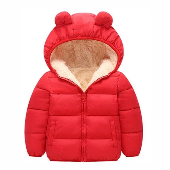 Uccdo 12M-6T Kids Winter Fleece Lined Hooded Coats Jackets Toddler Boys Girls Warm Snow Clothes Outwear