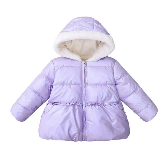 Uccdo 12M-6T Toddler Girls Winter Fleece Lined Coats Puffer Jackets Kids Zipper Hooded Coat Outwear