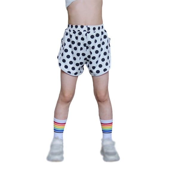 Uccdo 5-12Y Girls Summer Athletic Shorts Bike Shorts with Pocket, Kids Plaid/Dots Printed Active Gymnastics Yoga Running Shorts